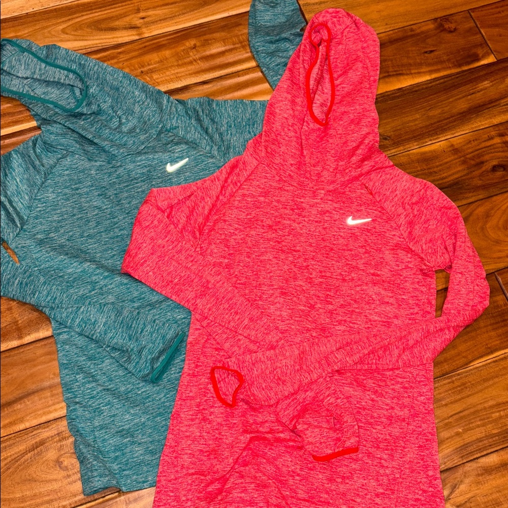 Nike teal and coral Hooded Tops-xs